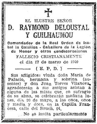 D�c�s de Raymond Deloustal en 1740