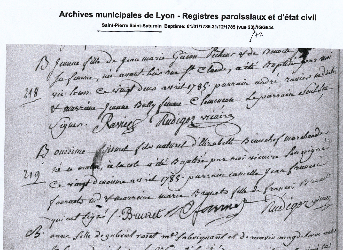 Acte de bapt�me de Jorge Beauchef